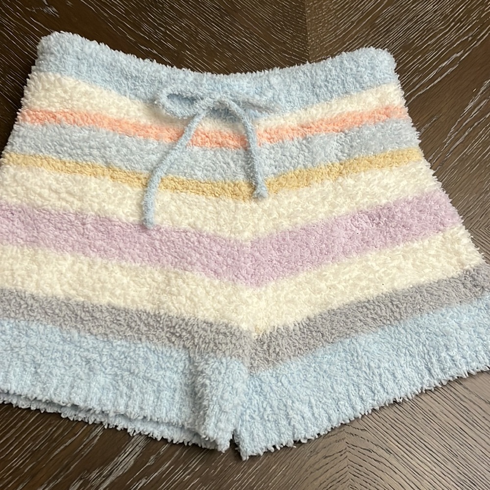 Aimerfeel pastel bold striped fuzzy high waisted pj shorts Size L